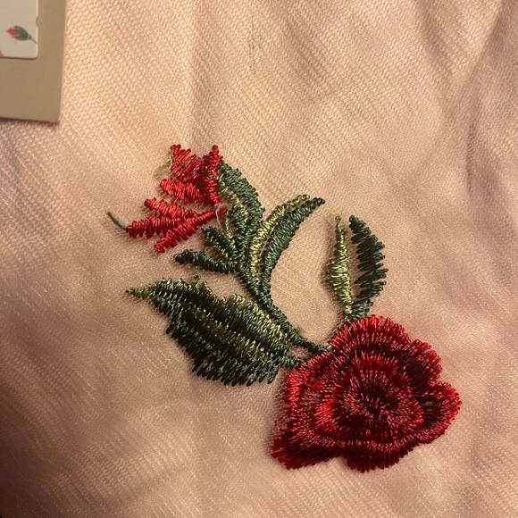 TIPTUPU a light pink rock a billy style swing dress with embroidered red roses - Picture 8 of 10